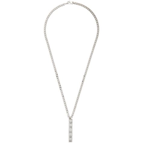 gucci silver ghost bar necklace